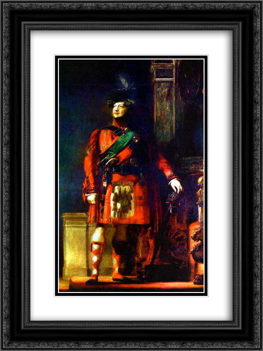 King George IV 18x24 Black Ornate Wood Framed Art Print Poster with Double Matting by Wilkie, David