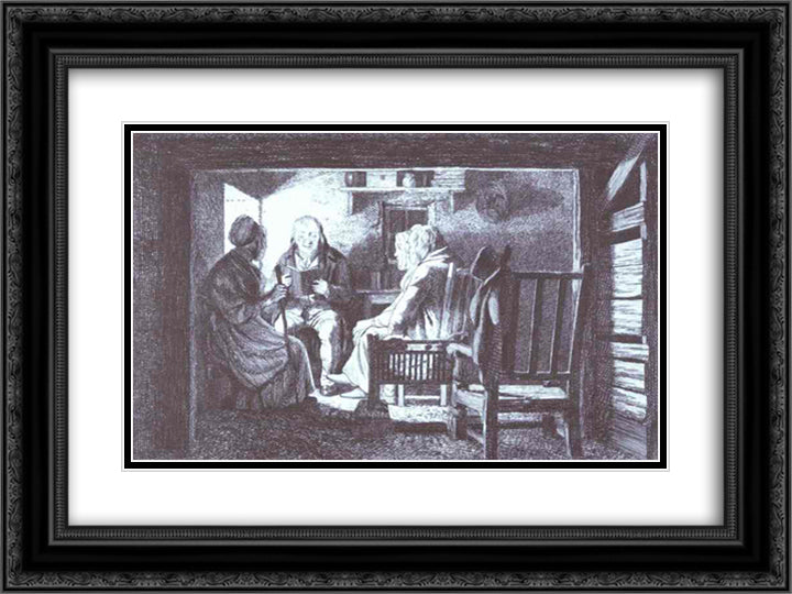 Reading a Tract 24x18 Black Ornate Wood Framed Art Print Poster with Double Matting by Wilkie, David