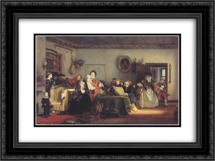 Reading the Will 24x18 Black Ornate Wood Framed Art Print Poster with Double Matting by Wilkie, David