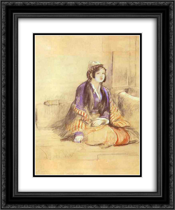 Seated Lady of Constantinople 20x24 Black Ornate Wood Framed Art Print Poster with Double Matting by Wilkie, David
