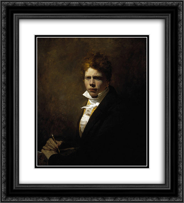Self Portrait aged about 20 20x22 Black Ornate Wood Framed Art Print Poster with Double Matting by Wilkie, David
