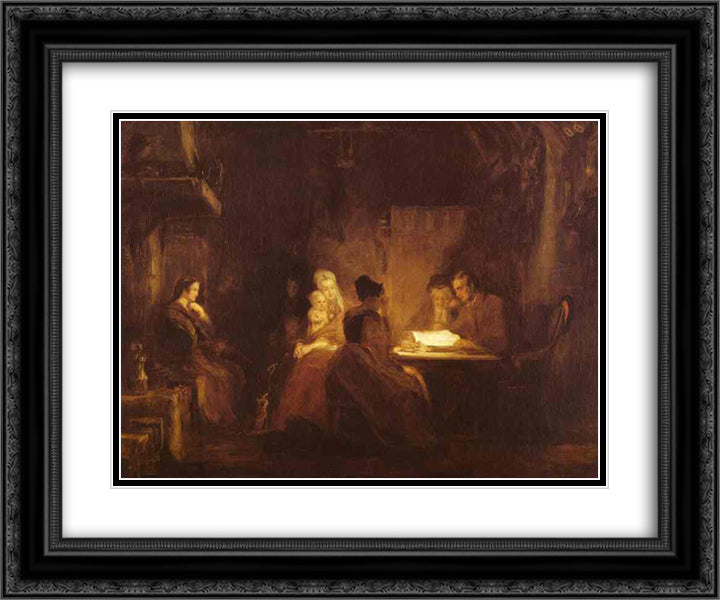 The Cotter's Saturday Night 24x20 Black Ornate Wood Framed Art Print Poster with Double Matting by Wilkie, David