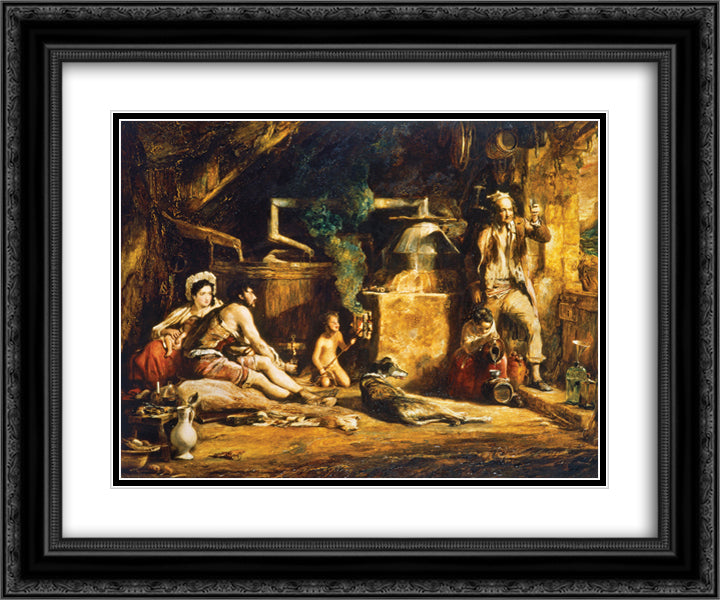 The Irish Whiskey Still 24x20 Black Ornate Wood Framed Art Print Poster with Double Matting by Wilkie, David