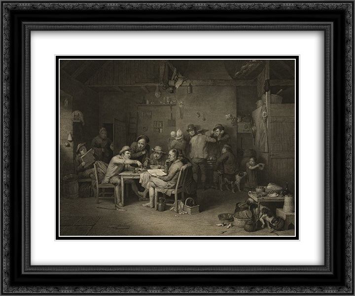 Village Politicians 24x20 Black Ornate Wood Framed Art Print Poster with Double Matting by Wilkie, David