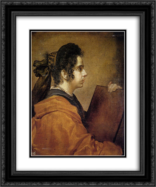 A Sibyl 20x24 Black Ornate Wood Framed Art Print Poster with Double Matting by Velazquez, Diego