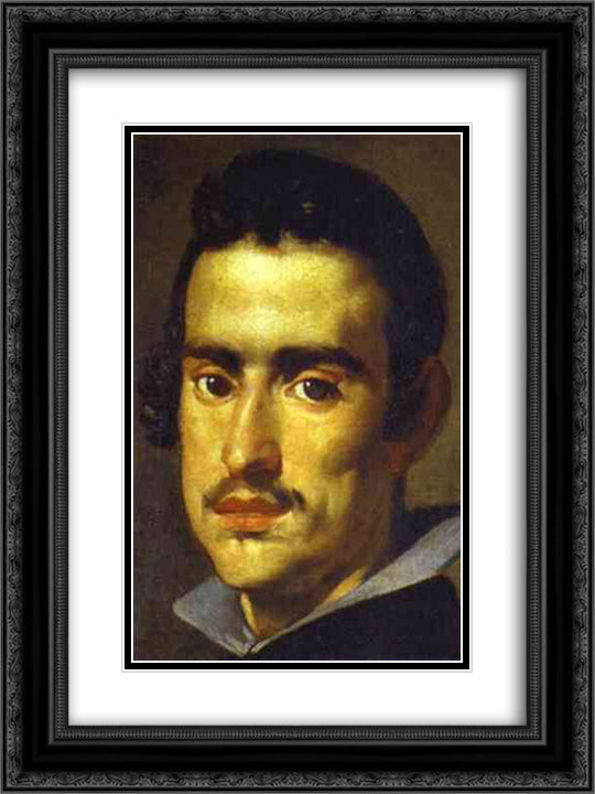 A young Man(Self-Portrait) 18x24 Black Ornate Wood Framed Art Print Poster with Double Matting by Velazquez, Diego