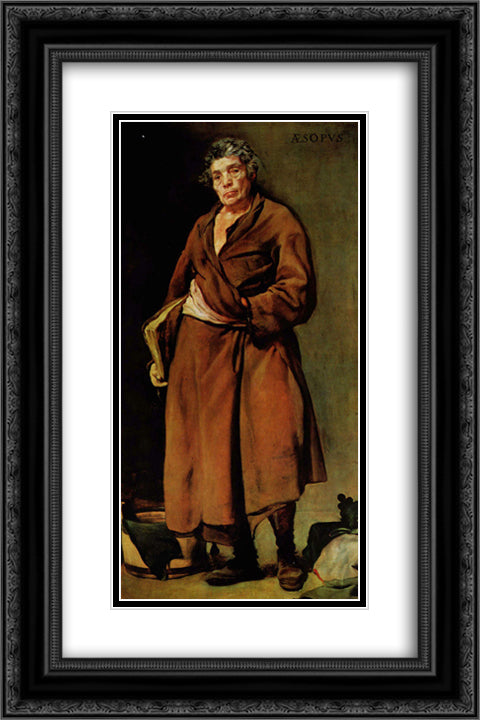 Aesop 16x24 Black Ornate Wood Framed Art Print Poster with Double Matting by Velazquez, Diego