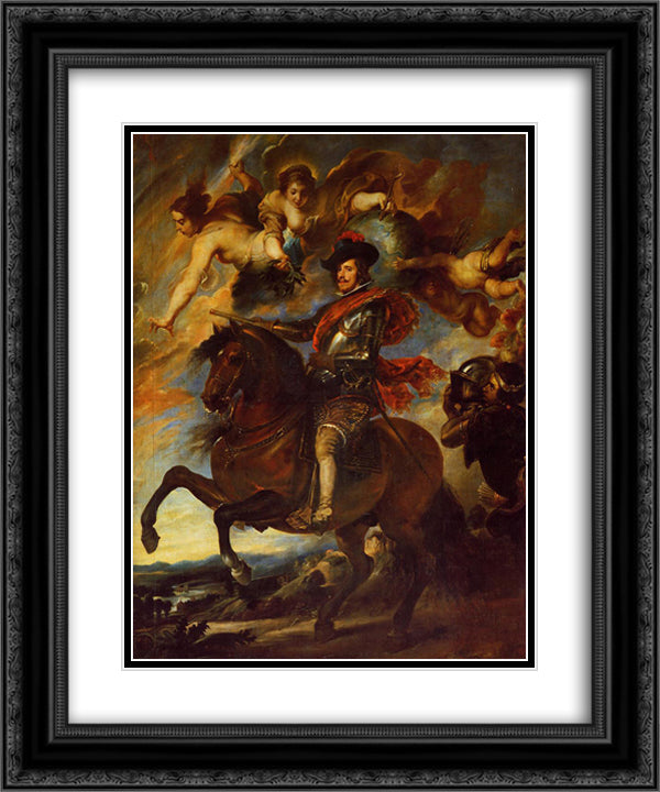 Allegorical Portrait of Philip IV 20x24 Black Ornate Wood Framed Art Print Poster with Double Matting by Velazquez, Diego