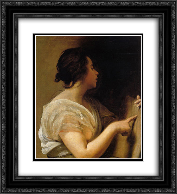 Arachne (A Sybil) 20x22 Black Ornate Wood Framed Art Print Poster with Double Matting by Velazquez, Diego