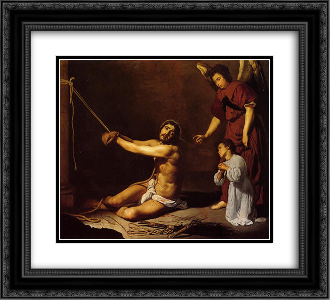 Christ After the Flagellation Contemplated by the Christian Soul 22x20 Black Ornate Wood Framed Art Print Poster with Double Matting by Velazquez, Diego