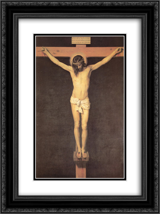 Christ on the Cross 18x24 Black Ornate Wood Framed Art Print Poster with Double Matting by Velazquez, Diego