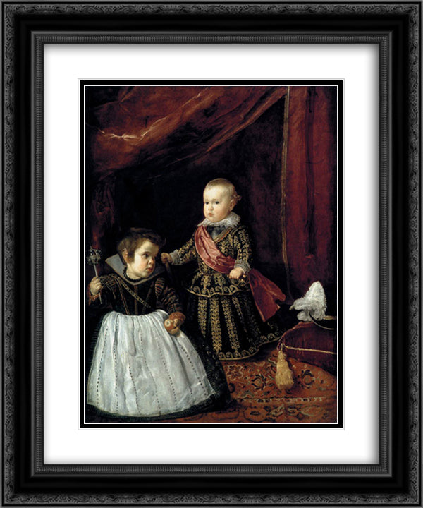 Don Baltasar Carlos with a Dwarf 20x24 Black Ornate Wood Framed Art Print Poster with Double Matting by Velazquez, Diego