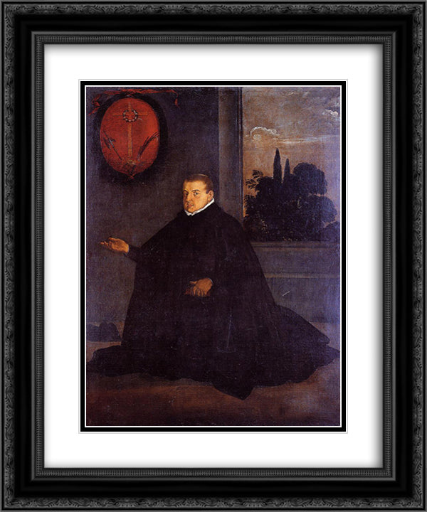 Don Cristobal Suarez de Ribera 20x24 Black Ornate Wood Framed Art Print Poster with Double Matting by Velazquez, Diego