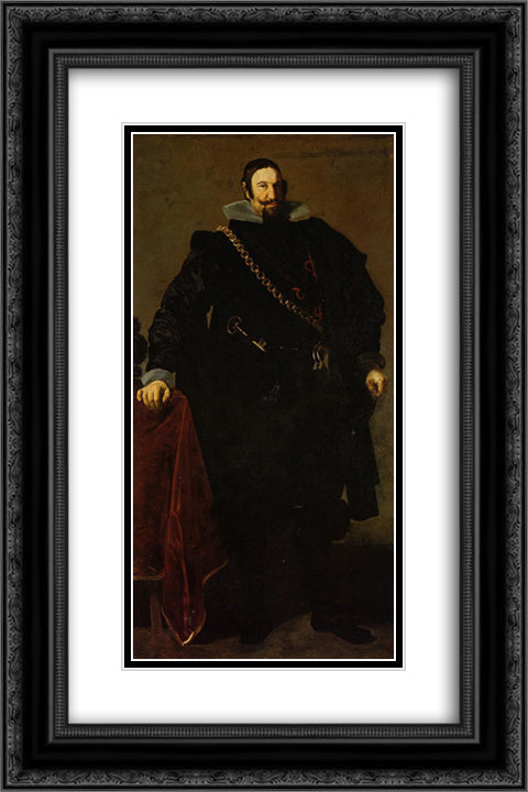 Don Gaspde Guzman, Count of Oliveres and Duke of San Lucla Mayor 16x24 Black Ornate Wood Framed Art Print Poster with Double Matting by Velazquez, Diego