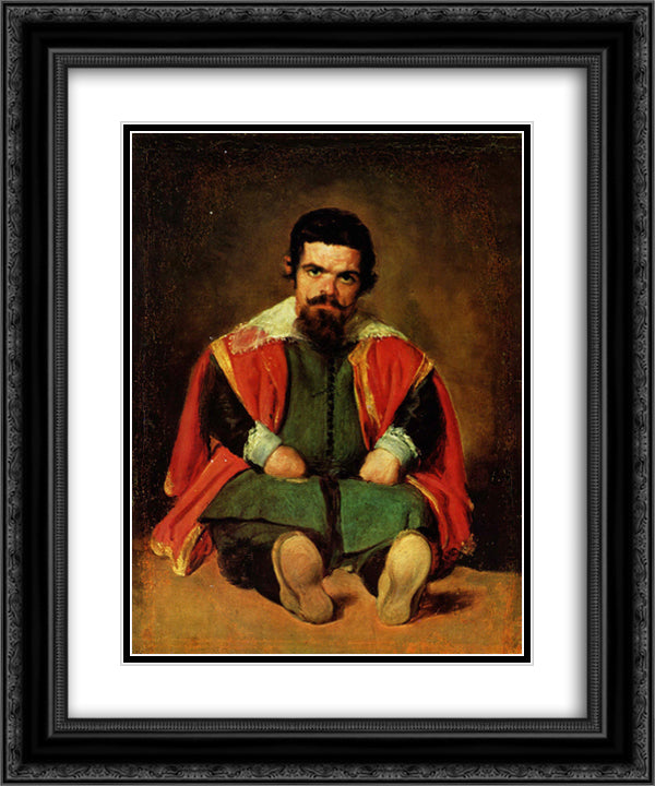 Don Sebastian de Morra 20x24 Black Ornate Wood Framed Art Print Poster with Double Matting by Velazquez, Diego