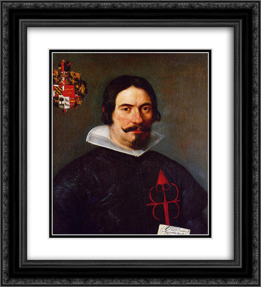 Francisco Bandres de Abarca 20x22 Black Ornate Wood Framed Art Print Poster with Double Matting by Velazquez, Diego