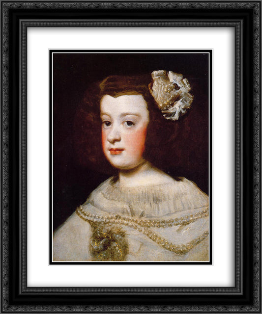 Infan Maria Teresa 20x24 Black Ornate Wood Framed Art Print Poster with Double Matting by Velazquez, Diego