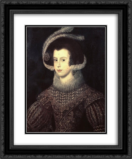 Isabella of Bourbon 20x24 Black Ornate Wood Framed Art Print Poster with Double Matting by Velazquez, Diego