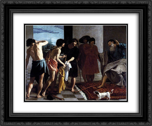 Joseph's Bloody Coat Brough to Jacob 24x20 Black Ornate Wood Framed Art Print Poster with Double Matting by Velazquez, Diego