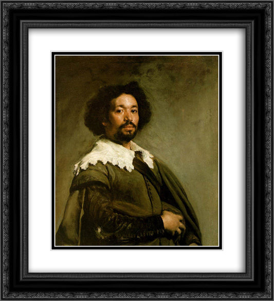 Juan de Pareja 20x22 Black Ornate Wood Framed Art Print Poster with Double Matting by Velazquez, Diego