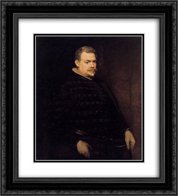 Juan Mateos 20x22 Black Ornate Wood Framed Art Print Poster with Double Matting by Velazquez, Diego