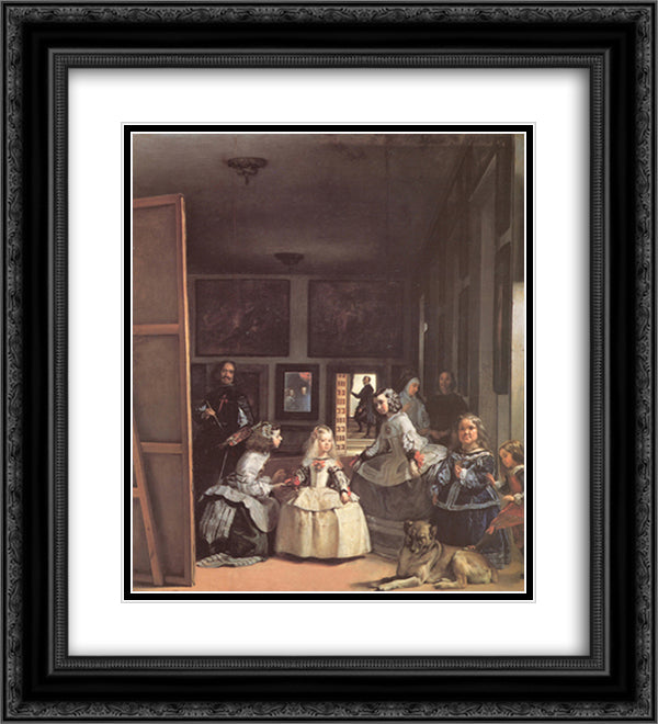 Las Meninas 20x22 Black Ornate Wood Framed Art Print Poster with Double Matting by Velazquez, Diego