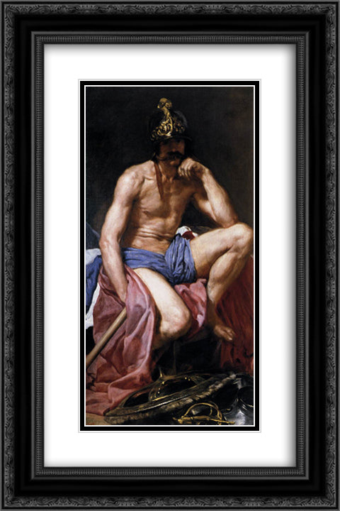 Mars 16x24 Black Ornate Wood Framed Art Print Poster with Double Matting by Velazquez, Diego