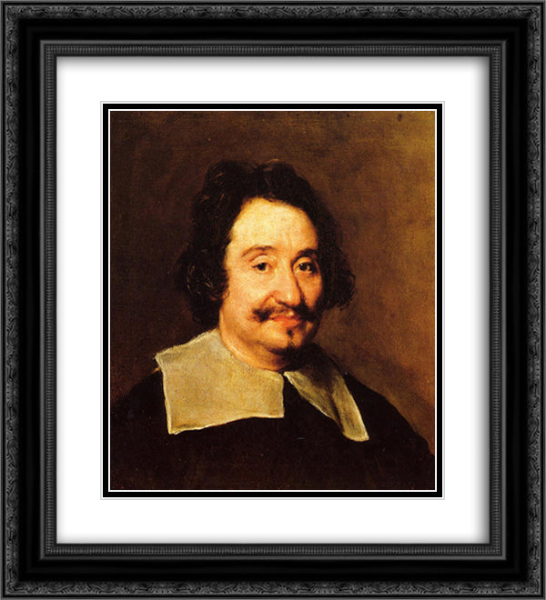 Miguel Angelo, Barber to the Pope 20x22 Black Ornate Wood Framed Art Print Poster with Double Matting by Velazquez, Diego