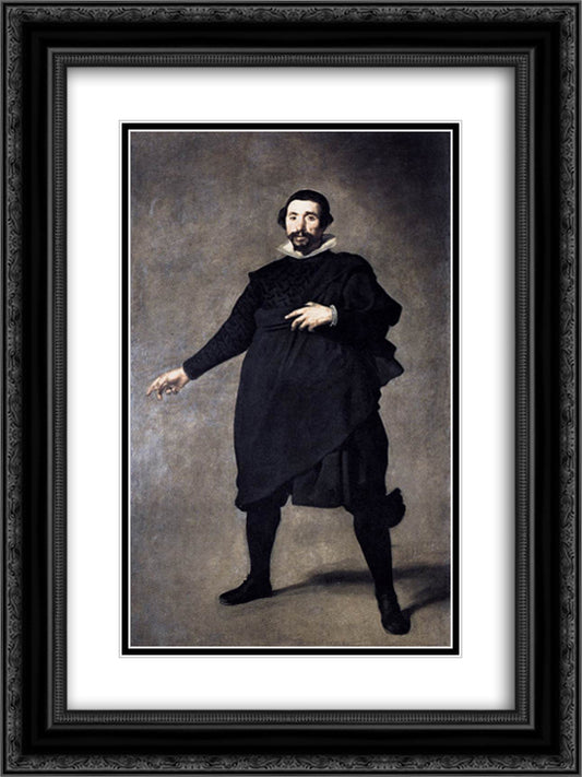 Pablo de Valladolid 18x24 Black Ornate Wood Framed Art Print Poster with Double Matting by Velazquez, Diego