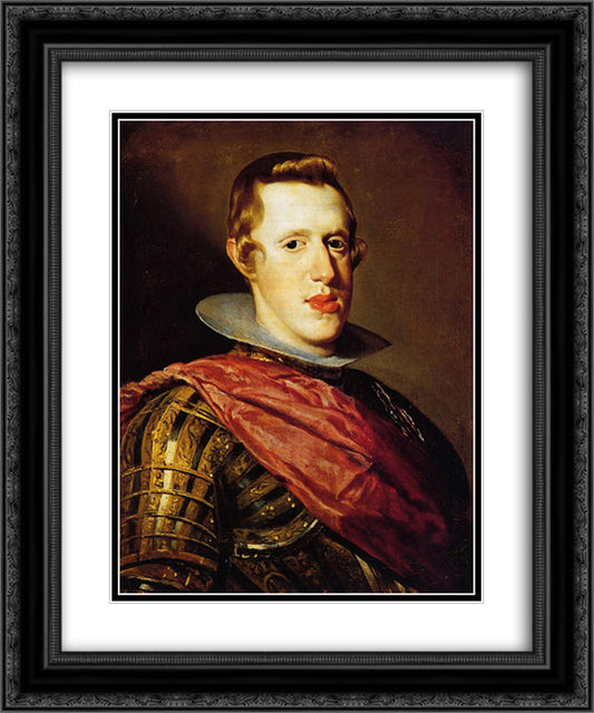 Philip IV in Armor 20x24 Black Ornate Wood Framed Art Print Poster with Double Matting by Velazquez, Diego