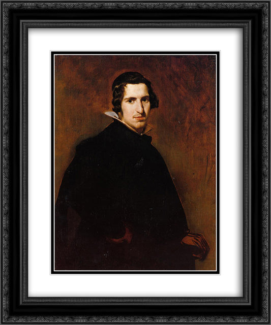 Young Spanish gentleman 20x24 Black Ornate Wood Framed Art Print Poster with Double Matting by Velazquez, Diego