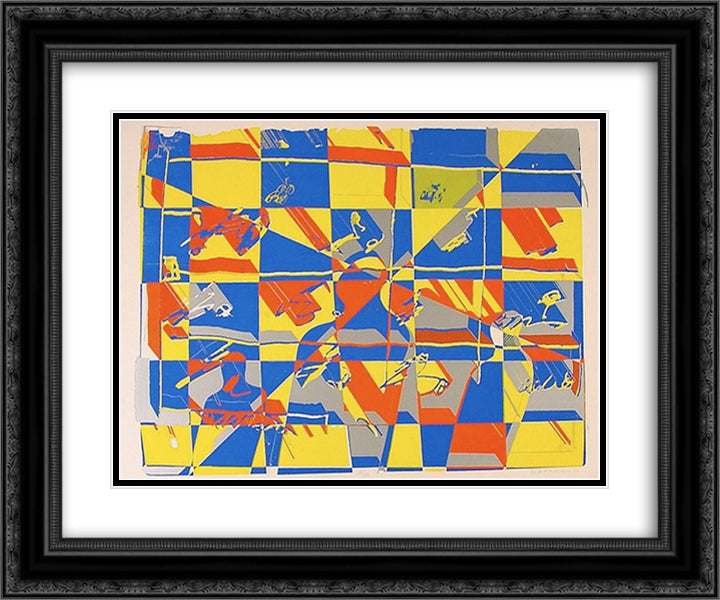 Probelauf (Trial Run) 24x20 Black Ornate Wood Framed Art Print Poster with Double Matting by Roth, Dieter