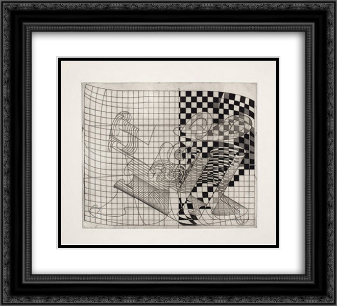 Quartet 22x20 Black Ornate Wood Framed Art Print Poster with Double Matting by Roth, Dieter