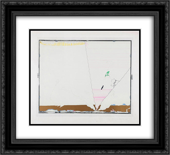 Sea Behind Battle of Iceland Glass 22x20 Black Ornate Wood Framed Art Print Poster with Double Matting by Roth, Dieter