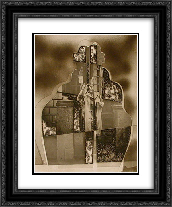 Selbstbildnis als Pariser (Self - Portrait as Parisian) 20x24 Black Ornate Wood Framed Art Print Poster with Double Matting by Roth, Dieter