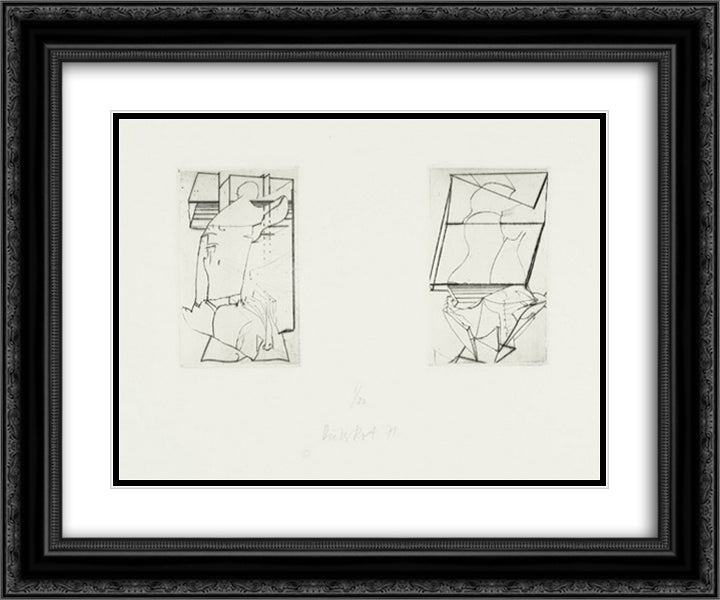 Two Persons 24x20 Black Ornate Wood Framed Art Print Poster with Double Matting by Roth, Dieter