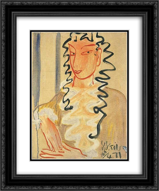 A Lady 20x24 Black Ornate Wood Framed Art Print Poster with Double Matting by Yanyong, Ding
