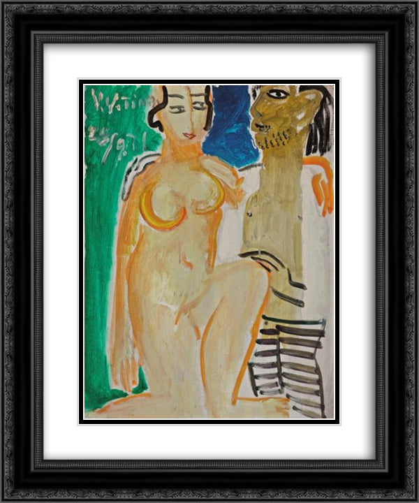 An Artist and His Model 20x24 Black Ornate Wood Framed Art Print Poster with Double Matting by Yanyong, Ding