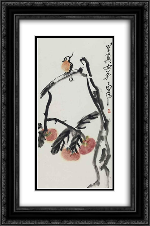 Bird 16x24 Black Ornate Wood Framed Art Print Poster with Double Matting by Yanyong, Ding