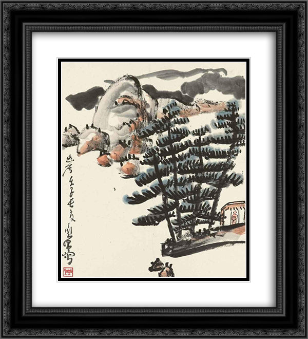 Tranquility in the Forest 20x22 Black Ornate Wood Framed Art Print Poster with Double Matting by Yanyong, Ding