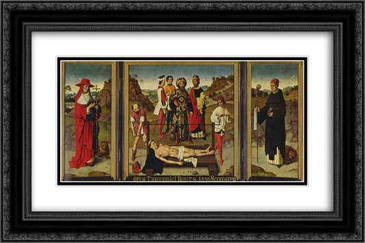 Martyrdom of Saint Erasmus 24x16 Black Ornate Wood Framed Art Print Poster with Double Matting by Bouts, Dirck