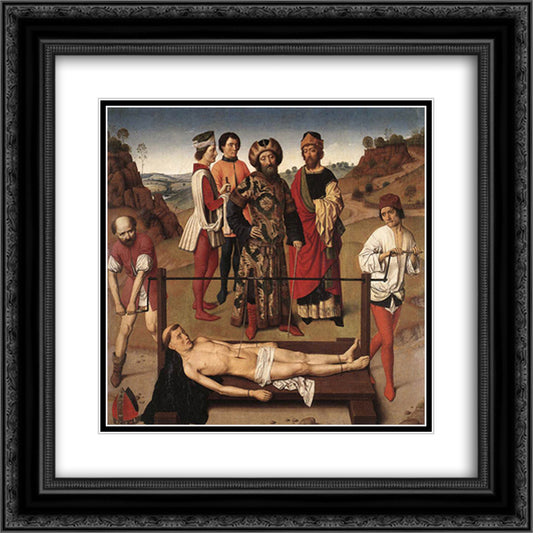 Martyrdom of St. Erasmus (central panel) 20x20 Black Ornate Wood Framed Art Print Poster with Double Matting by Bouts, Dirck