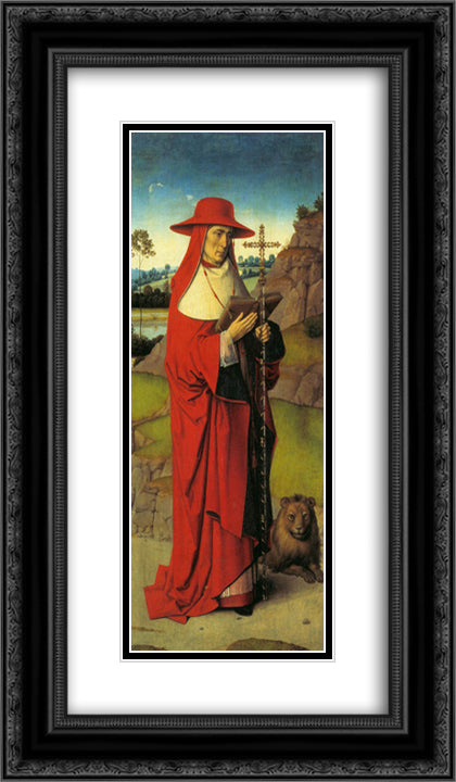 Martyrdom of St. Erasmus (left wing) 14x24 Black Ornate Wood Framed Art Print Poster with Double Matting by Bouts, Dirck