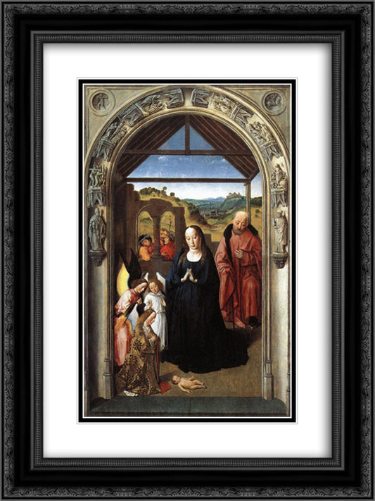 Nativity (Polyptych of the Virgin, the wing) 18x24 Black Ornate Wood Framed Art Print Poster with Double Matting by Bouts, Dirck