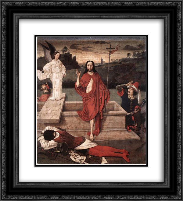 Resurrection 20x22 Black Ornate Wood Framed Art Print Poster with Double Matting by Bouts, Dirck