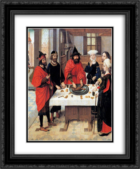 The Feast of the Passover - from the Winged altar in St. Peter in Leuven 20x24 Black Ornate Wood Framed Art Print Poster with Double Matting by Bouts, Dirck