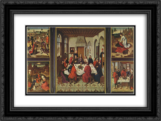 Winged altar in St. Peter in Leuven 24x18 Black Ornate Wood Framed Art Print Poster with Double Matting by Bouts, Dirck
