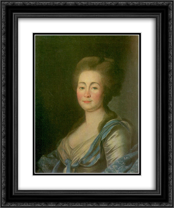 Anna Dorothea Louise Schmidt, nee. Baroness Klossen 20x24 Black Ornate Wood Framed Art Print Poster with Double Matting by Levitzky, Dmitry