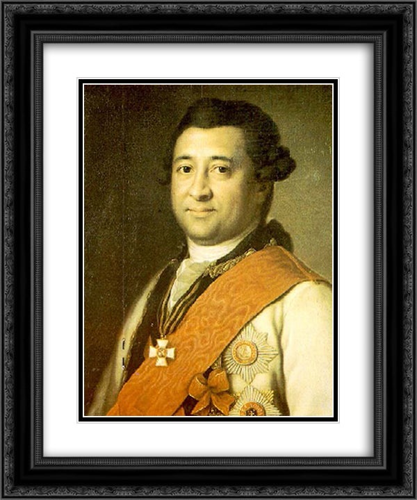 Ivan Abramovich Gannibal 20x24 Black Ornate Wood Framed Art Print Poster with Double Matting by Levitzky, Dmitry