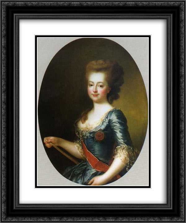 Maria Feodorovna 20x24 Black Ornate Wood Framed Art Print Poster with Double Matting by Levitzky, Dmitry